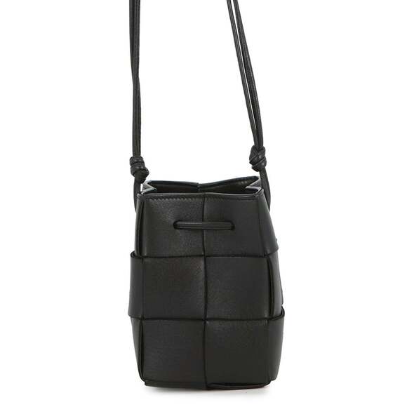 Bottega Veneta Handbags - BOTTEGA VENETA Black Lambskin Leather Intrecciato Shoulder Bag